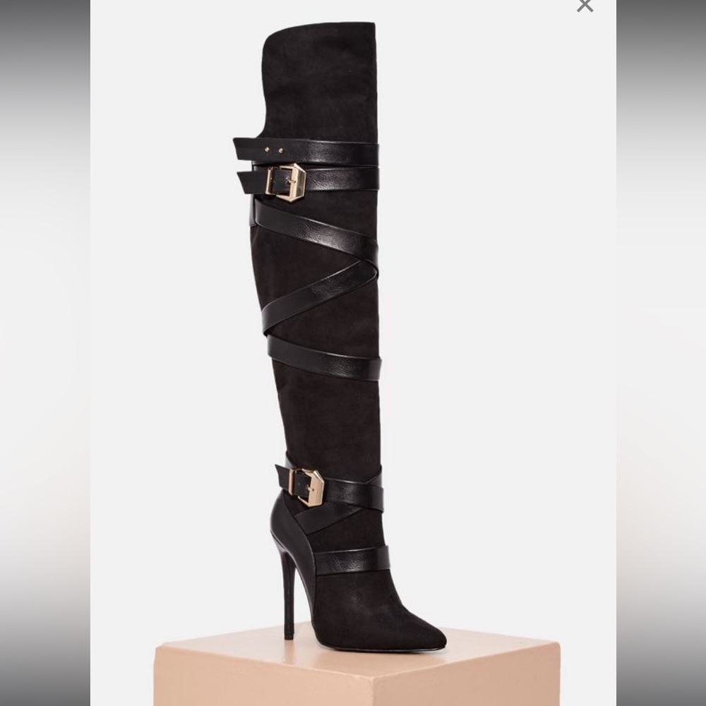 JustFab Geraldine Strappy Stiletto Boot